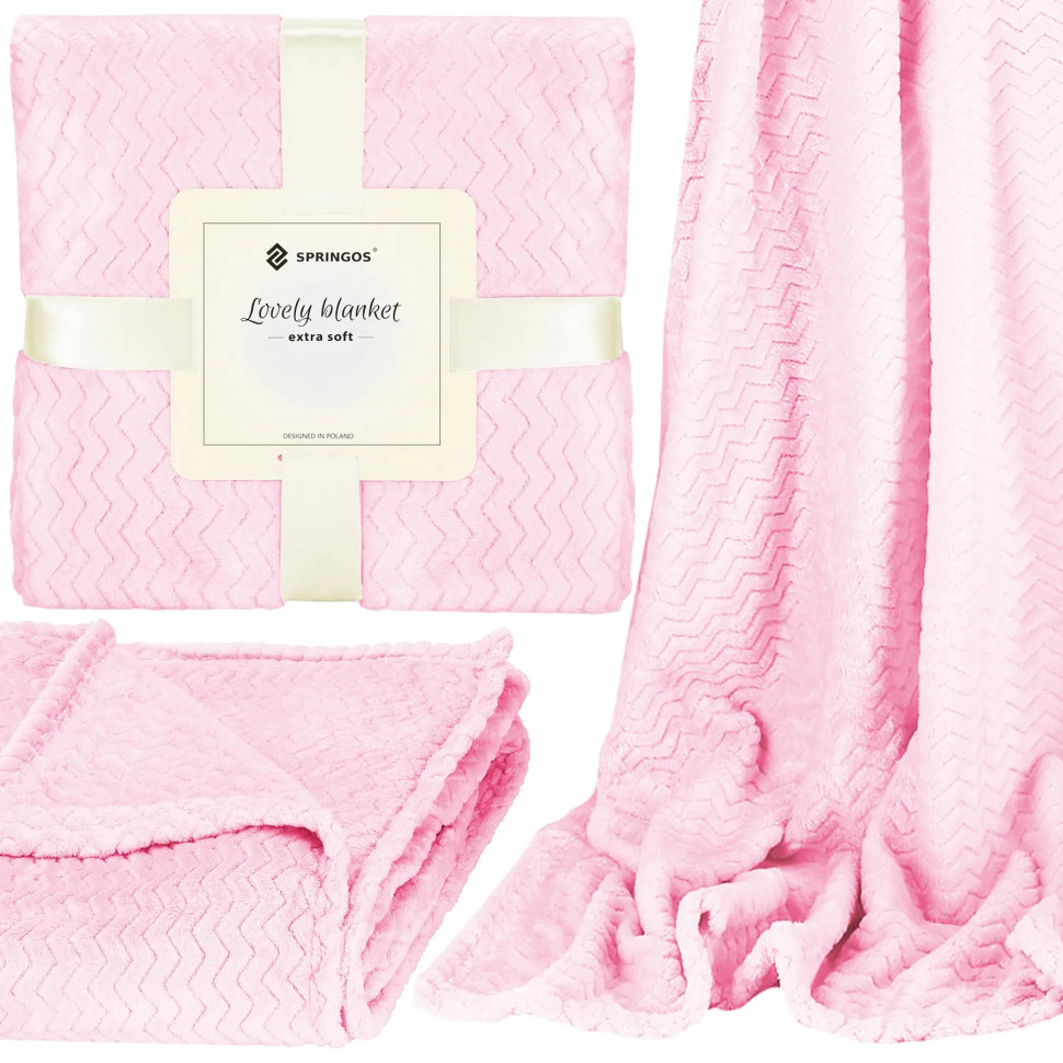 Плед-покрывало Extra Soft Springos HA7154 розовый 200x220 см