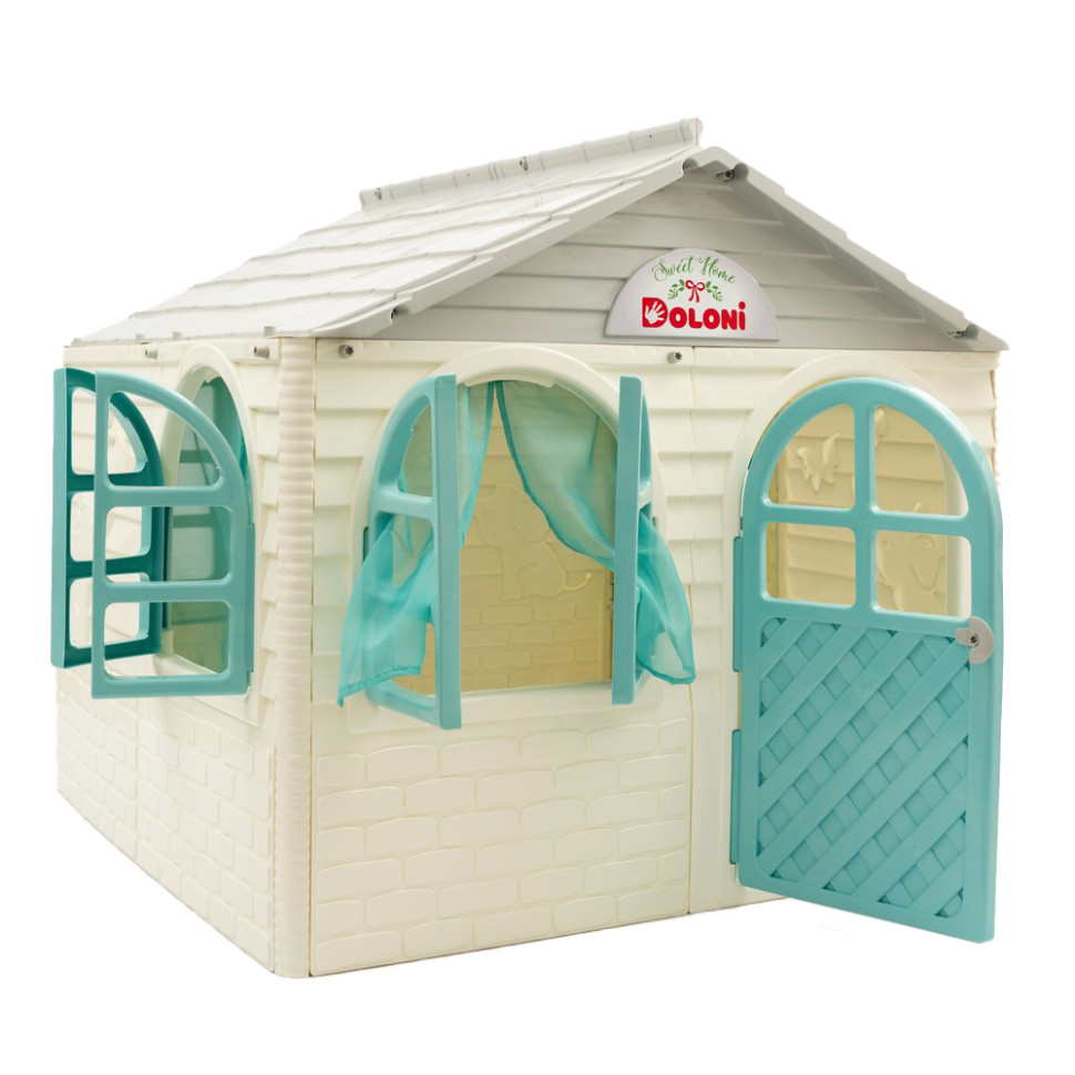 Игровой Домик со шторками Doloni Toys 02550/5 Бело-Бирюзовый