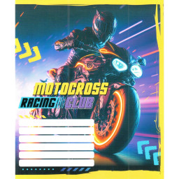 Тетрадь ученическая "Мотокрос" Leader 012-500103K-2 в клетку, 12 листов (959050)