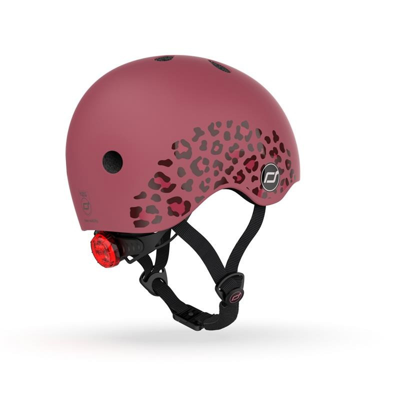 Шлем защитный детский Scoot and Ride SR-181206-WILDCAT, вишневый с фонариком 45-51см