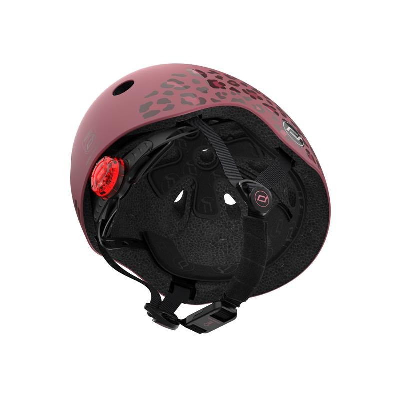 Шлем защитный детский Scoot and Ride SR-181206-WILDCAT, вишневый с фонариком 45-51см