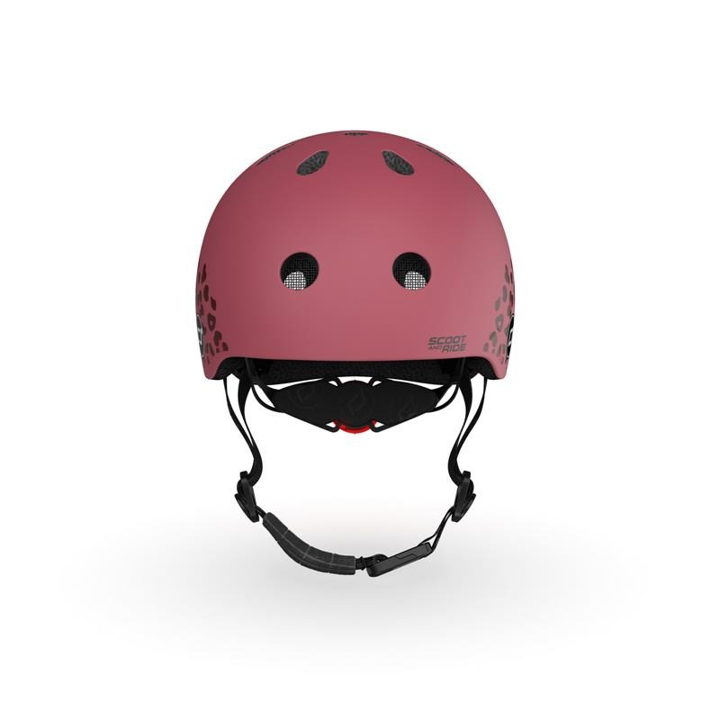 Шлем защитный детский Scoot and Ride SR-181206-WILDCAT, вишневый с фонариком 45-51см