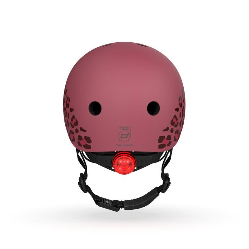 Шлем защитный детский Scoot and Ride SR-181206-WILDCAT, вишневый с фонариком 45-51см