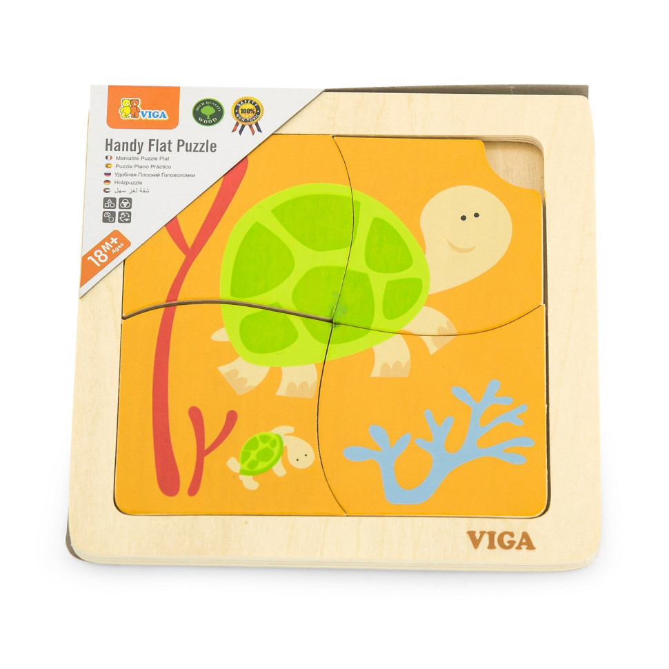 Деревянный мини-пазл Черепашки Viga Toys 50143, 4 элемента