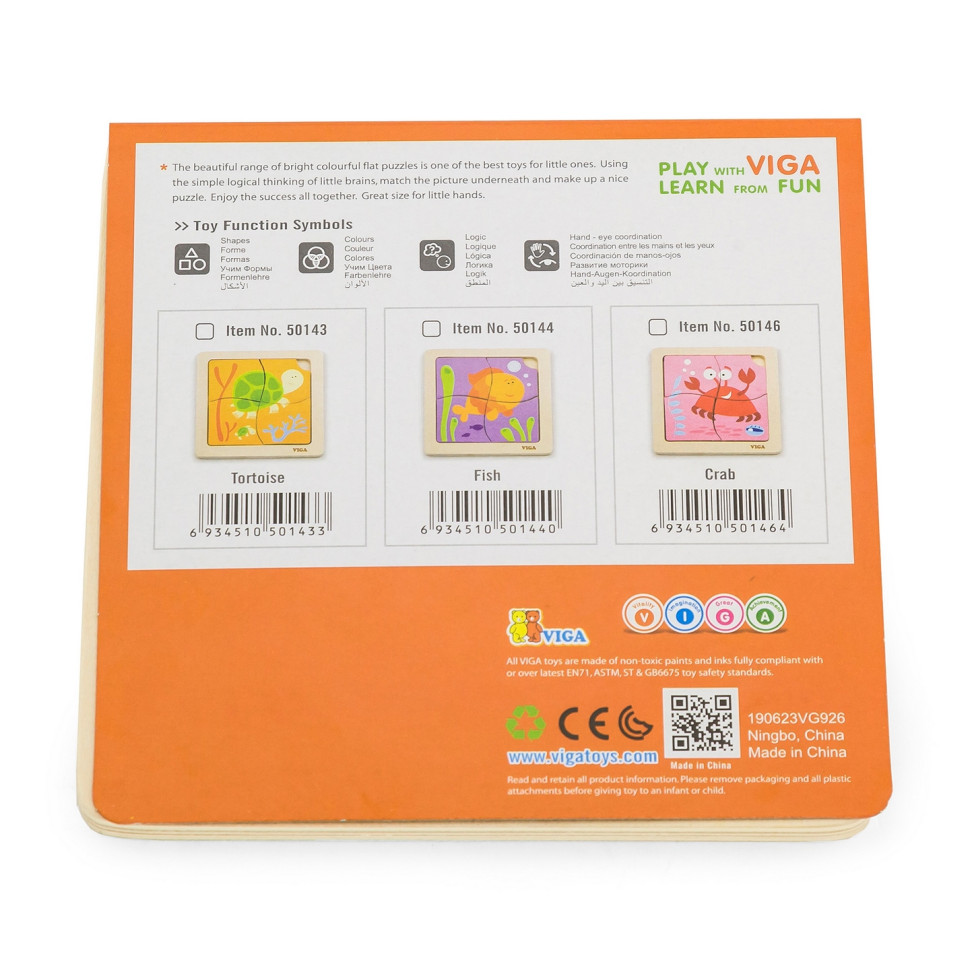 Деревянный мини-пазл Черепашки Viga Toys 50143, 4 элемента