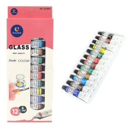 Набор красок для росписи по стеклу "Dozen" Bambi DSCN0694, 12 цветов