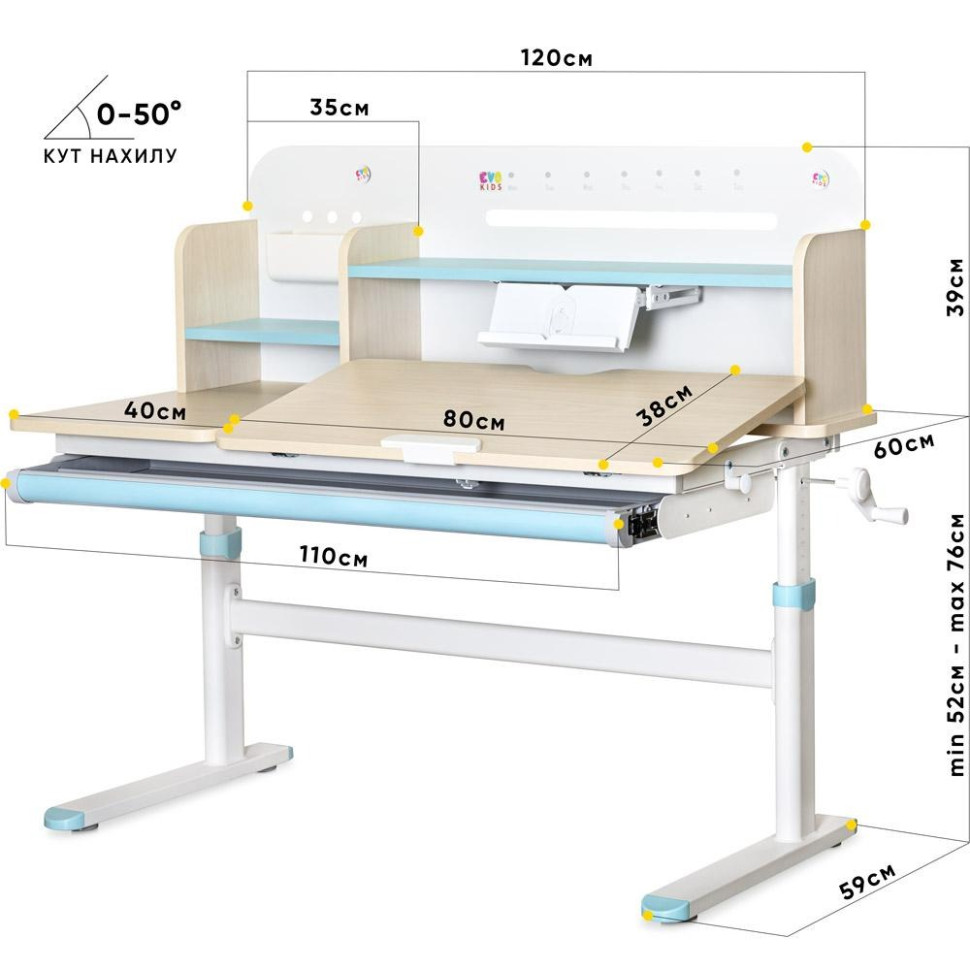 Дитяча парта TH-360 Evo-kids TH-360 WG/BL, Blue