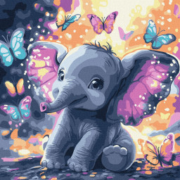 Картина по номерам "Беззаботный слоник" &copy;art_selena_ua Идейка KHO6894, 30х30 см