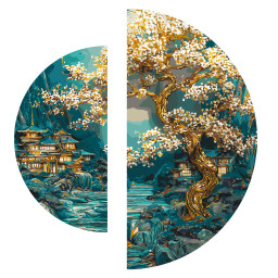 Картина по номерам "Спокойствие японского рассвета" Origami OSR1009 с красками металлик 67х67 см
