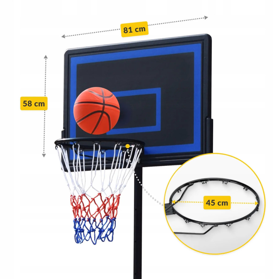 Баскетбольна мобільна стійка Junior Falcon BASKET02, 1.6-2.1 м