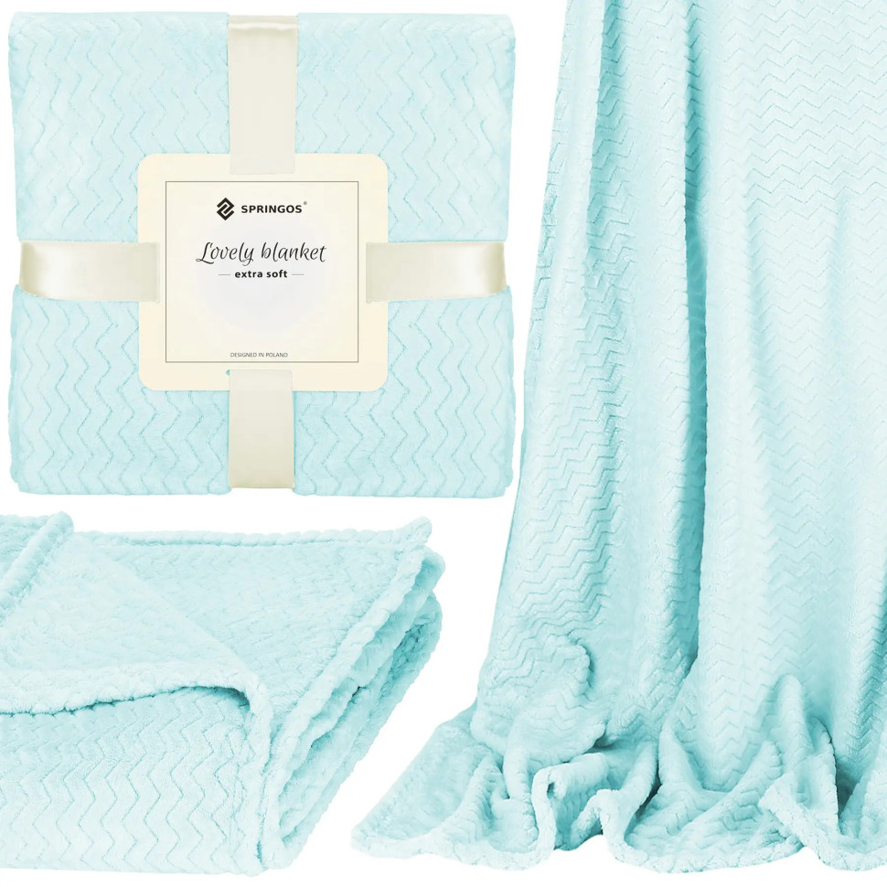 Плед-покривало Extra Soft Springos HA7156 бірюзовий 200x220 см