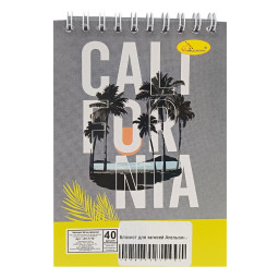 Блокнот для записей "California" А6 Апельсин АП-1711-3, 40 листов, пружина сверху Блокнот для записей "California" А6 Апельсин АП-1711-3, 40 листов, пружина сверху