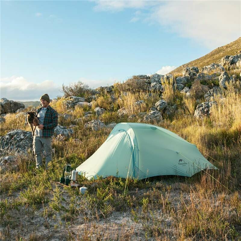 Намет надлегкий двомісний Naturehike Shared 2 NH20ZP091 6927595749074 з футпринтом 20D блакитний