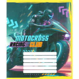 Тетрадь ученическая "Мотокрос" Leader 012-500103K-3 в клетку, 12 листов (959050)