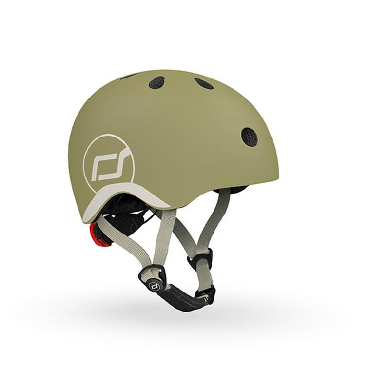Шлем защитный детский Scoot and Ride SR-181206-OLIVE, оливковый с фонариком 45-51см