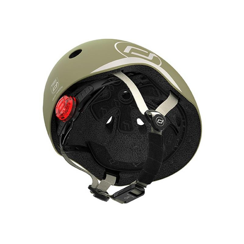 Шлем защитный детский Scoot and Ride SR-181206-OLIVE, оливковый с фонариком 45-51см