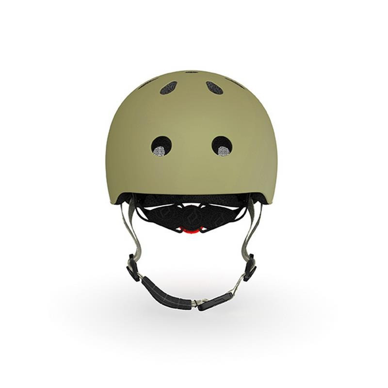 Шлем защитный детский Scoot and Ride SR-181206-OLIVE, оливковый с фонариком 45-51см
