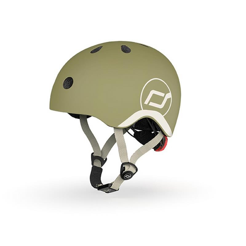 Шлем защитный детский Scoot and Ride SR-181206-OLIVE, оливковый с фонариком 45-51см