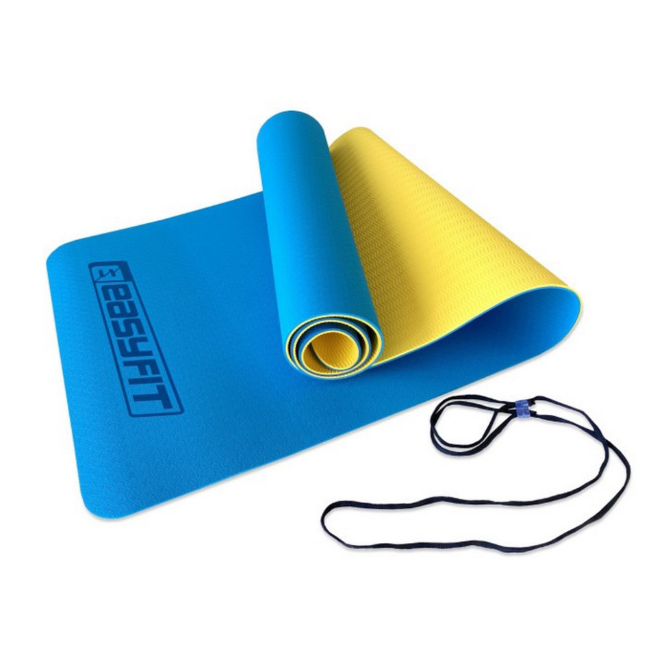 Коврик для йоги и фитнеса EasyFit EF-1924-BEY, TPE+TC 6 мм, двухслойный 