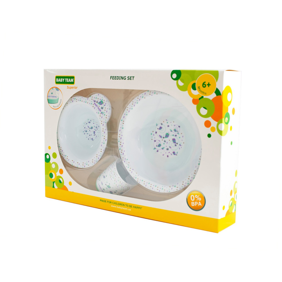 Детский набор для кормления Baby Team 6093 (тарелка, миска, чашка)