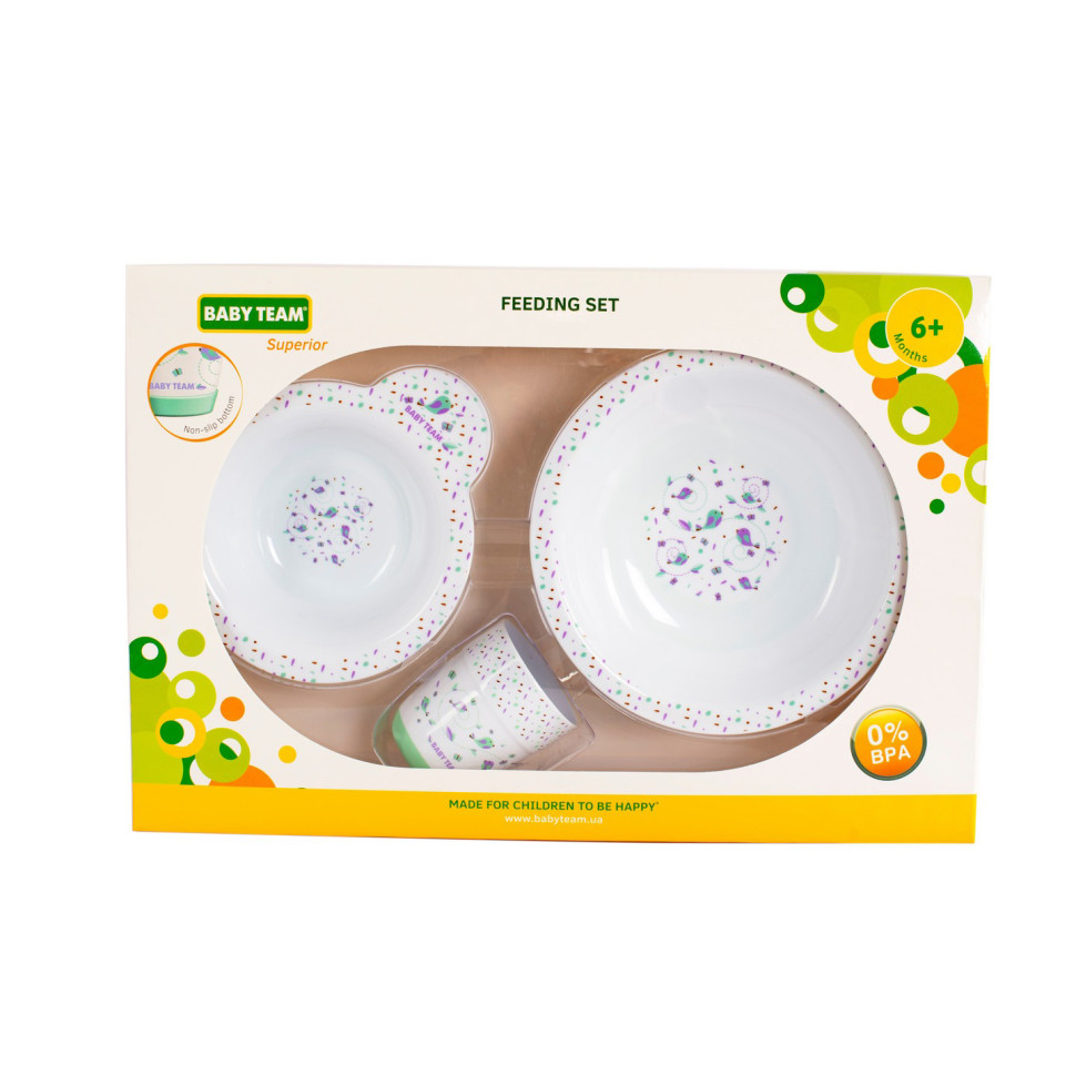 Детский набор для кормления Baby Team 6093 (тарелка, миска, чашка)