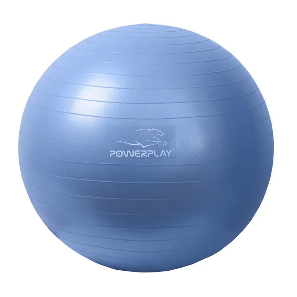 М'яч для фітнесу та гімнастики PowerPlay PP_4001_65_Blue, синій, насос