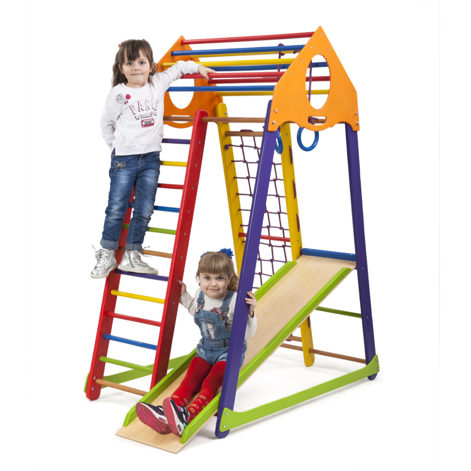 Дитячий спортивний комплекс SportBaby BambinoWood Color з кільцями