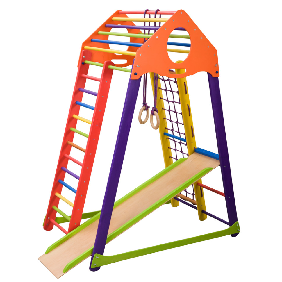 Дитячий спортивний комплекс SportBaby BambinoWood Color з кільцями