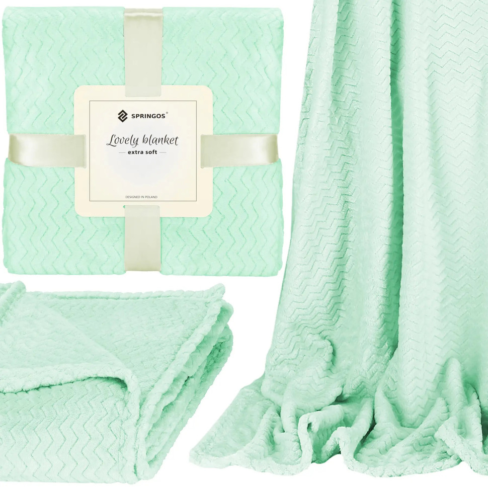 Плед-покрывало Extra Soft Springos HA7157 салатовый 200x220 см