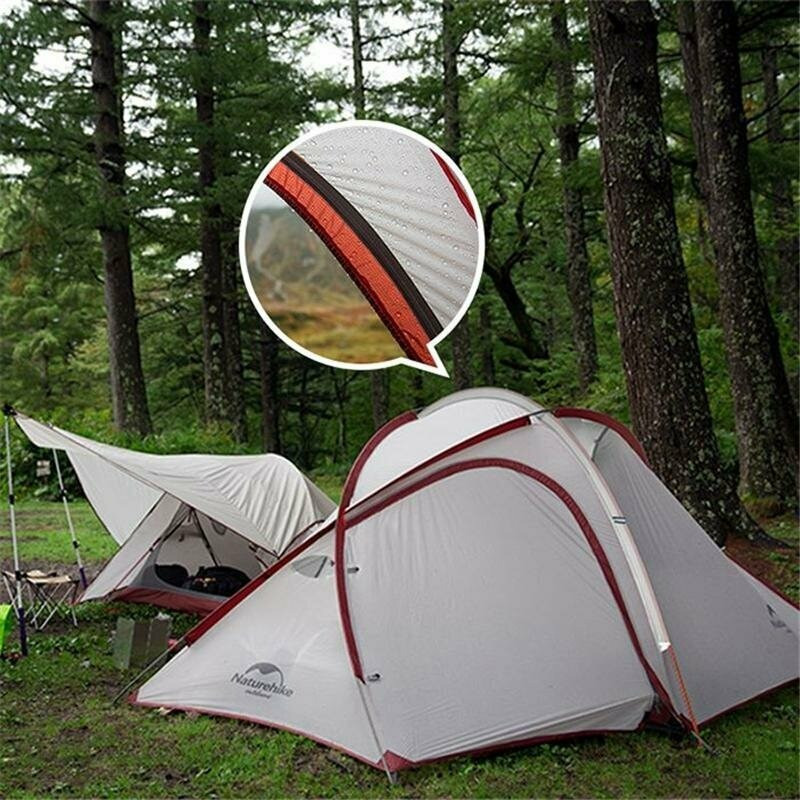 Палатка сверхлегкая четырехместная Naturehike Hiby NH19ZP005 с футпринтом 40D серо-красная