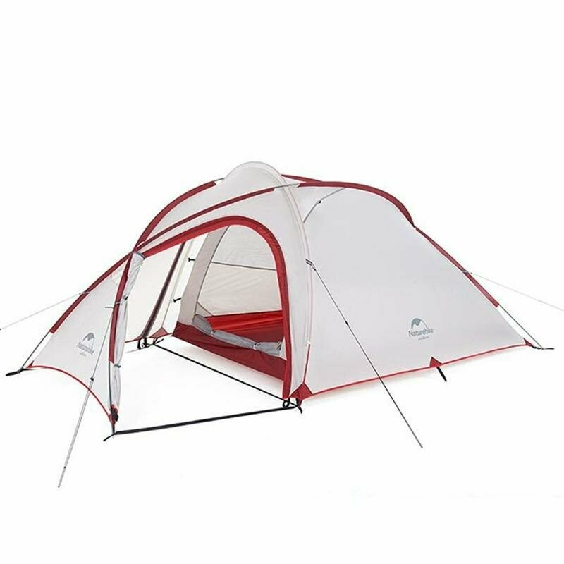 Палатка сверхлегкая четырехместная Naturehike Hiby NH19ZP005 с футпринтом 40D серо-красная
