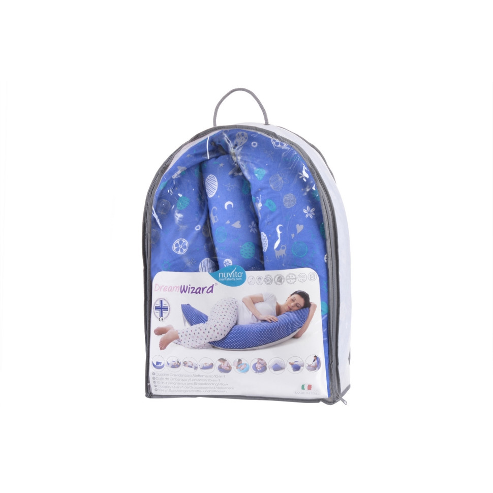 Подушка для вагітних і для годування Nuvita 10 в 1 DreamWizard Синя NV7100BLUE