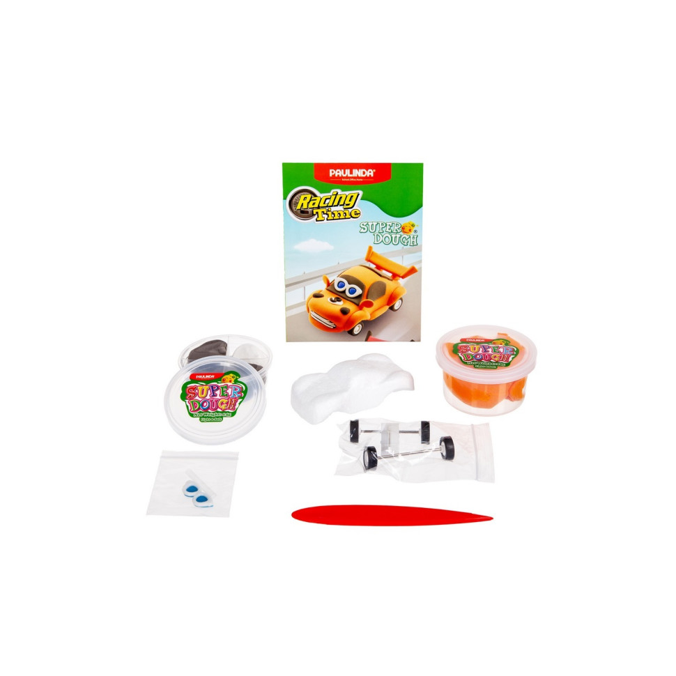 Масса для лепки Paulinda Super Dough Racing time Машинка оранжевая, инерционный механизм PL-081161-3