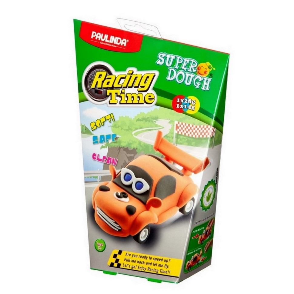 Масса для лепки Paulinda Super Dough Racing time Машинка оранжевая, инерционный механизм PL-081161-3