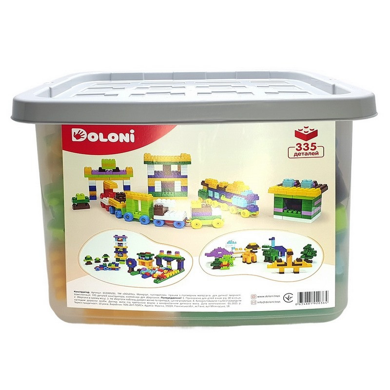 Дитячий блочний конструктор Doloni 013999/01 у пластиковому боксі, 335 деталей