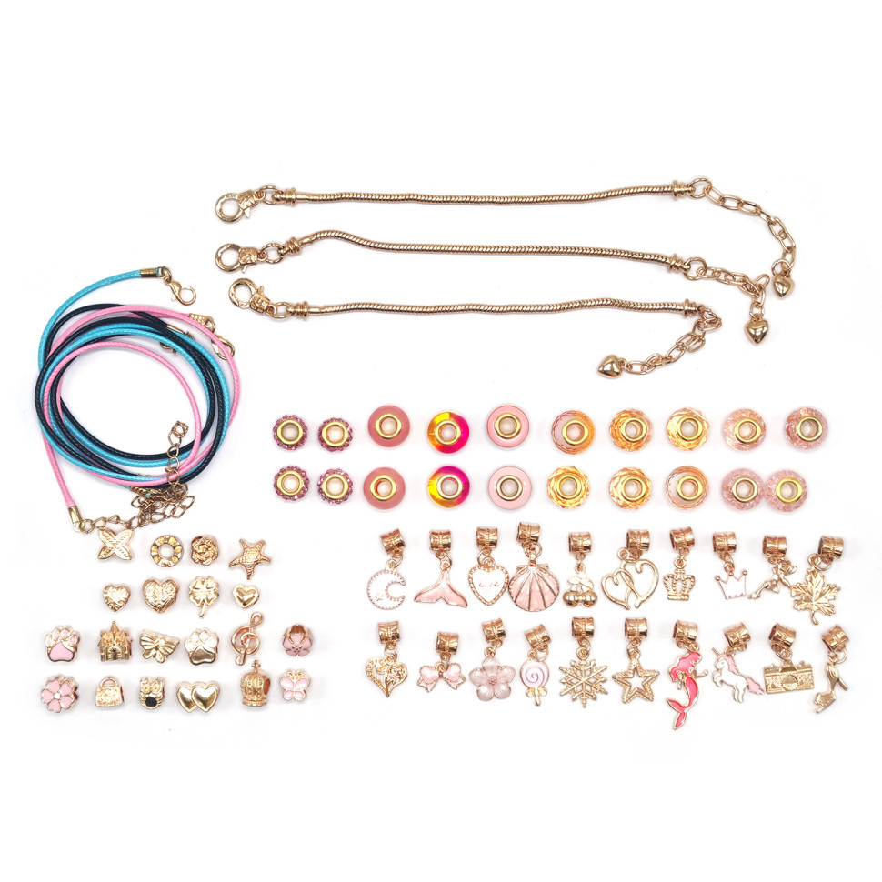 Набор для создания браслетов Pandora Bambi THE BEST GOLD(Pink) с подвесками