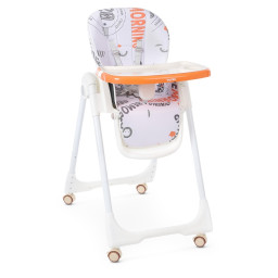Стульчик для кормления Bambi M 5673-7, 5-ти точечный, экокожа, оранжевый