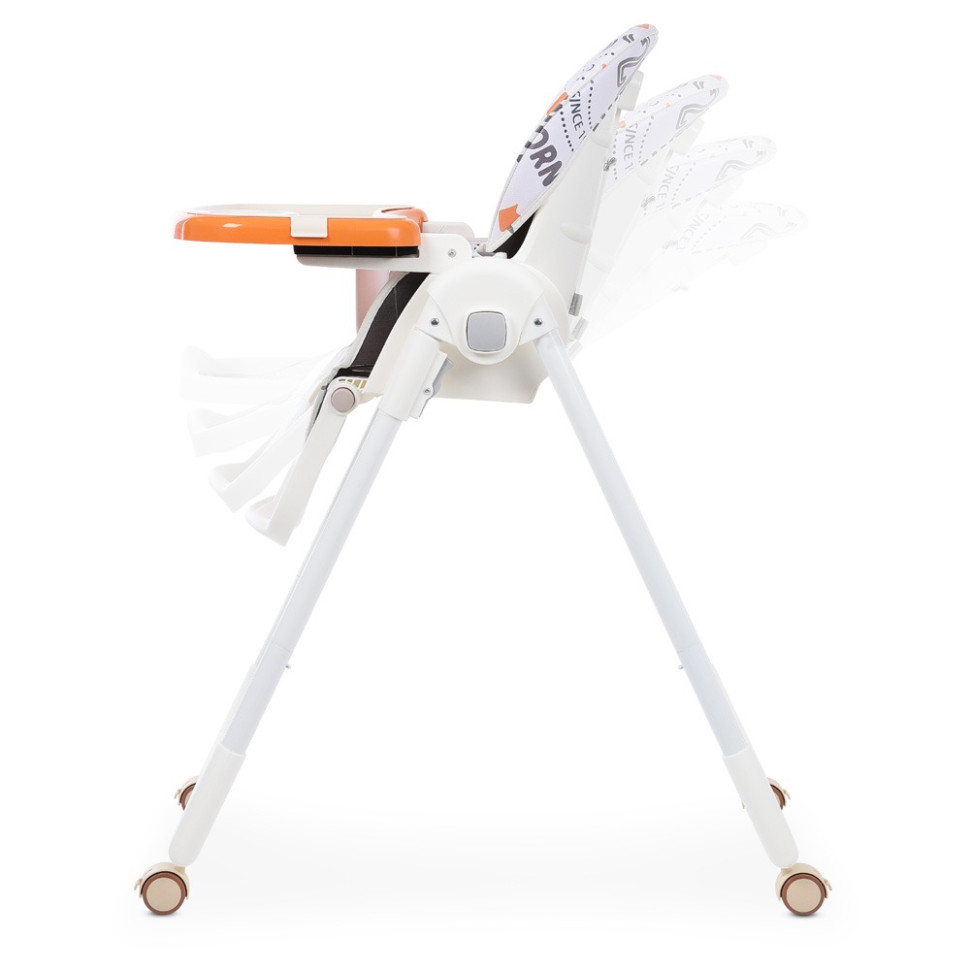Стульчик для кормления Bambi M 5673-7, 5-ти точечный, экокожа, оранжевый