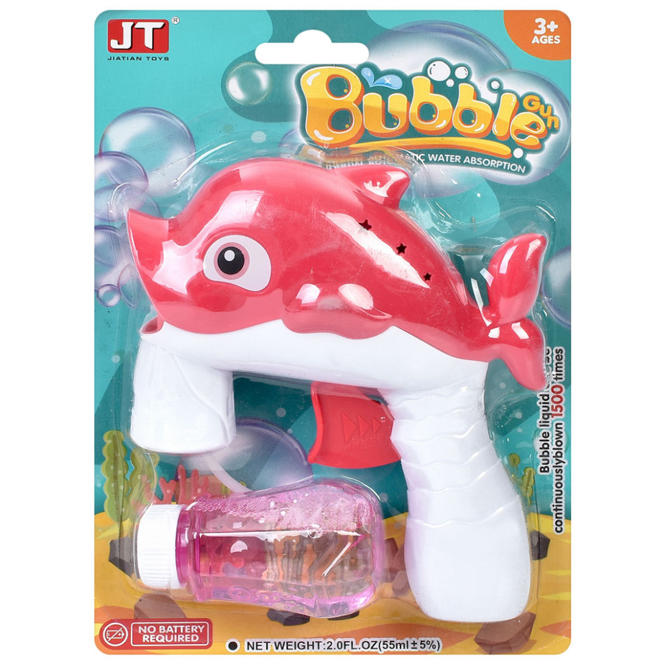 Мильні бульбашки Пістолет-дельфін Bambi JT6903(Red) 13 см, механічний, запаска 7,5 см