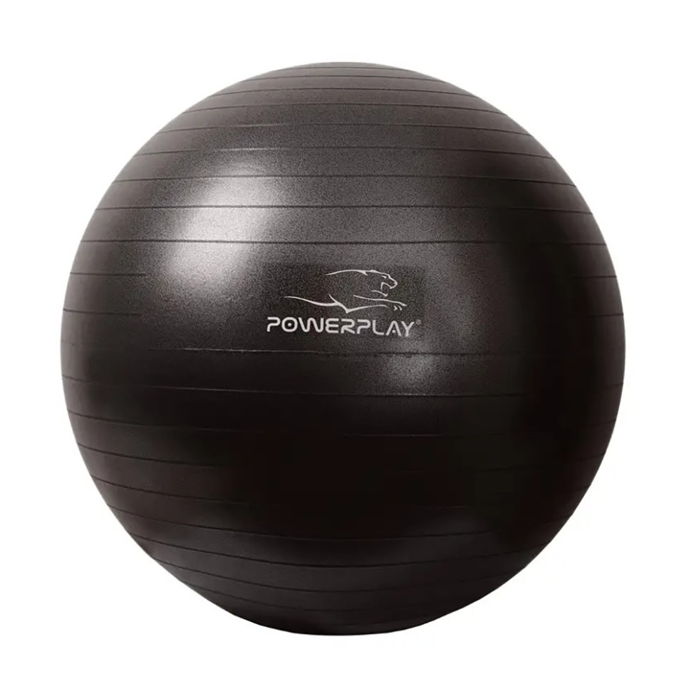 М'яч для фітнесу та гімнастики PowerPlay PP_4001_65_Black, чорний, насос