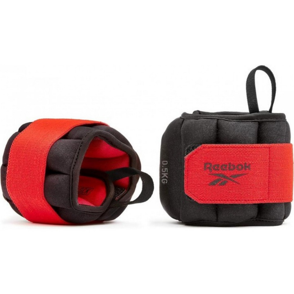Утяжелители запястья Flexlock Wrist Weights Reebok RAWT-11260 черный, красный 0.5 кг