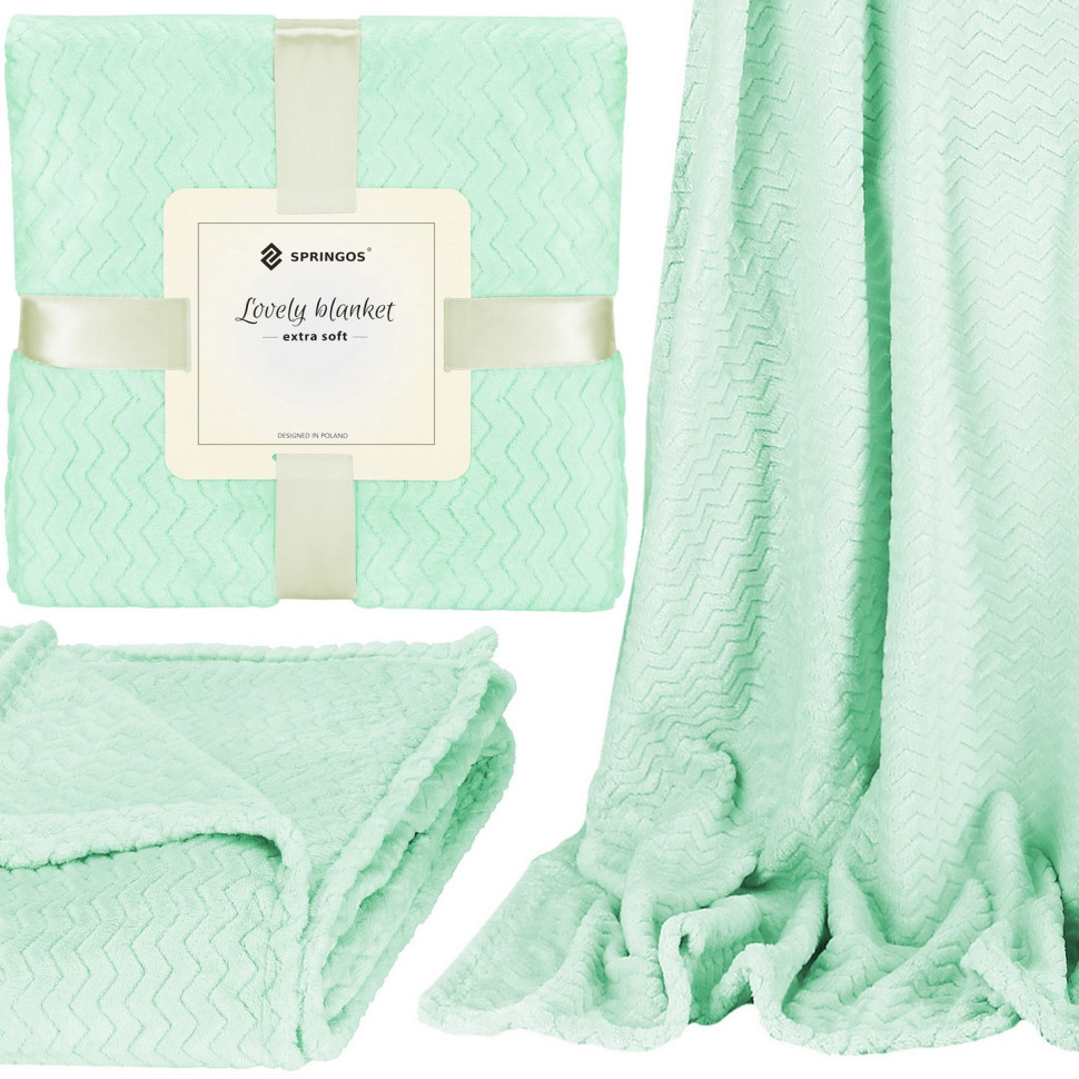 Плед-покривало Extra Soft Springos HA7121 м'ятний 70 x 160 см