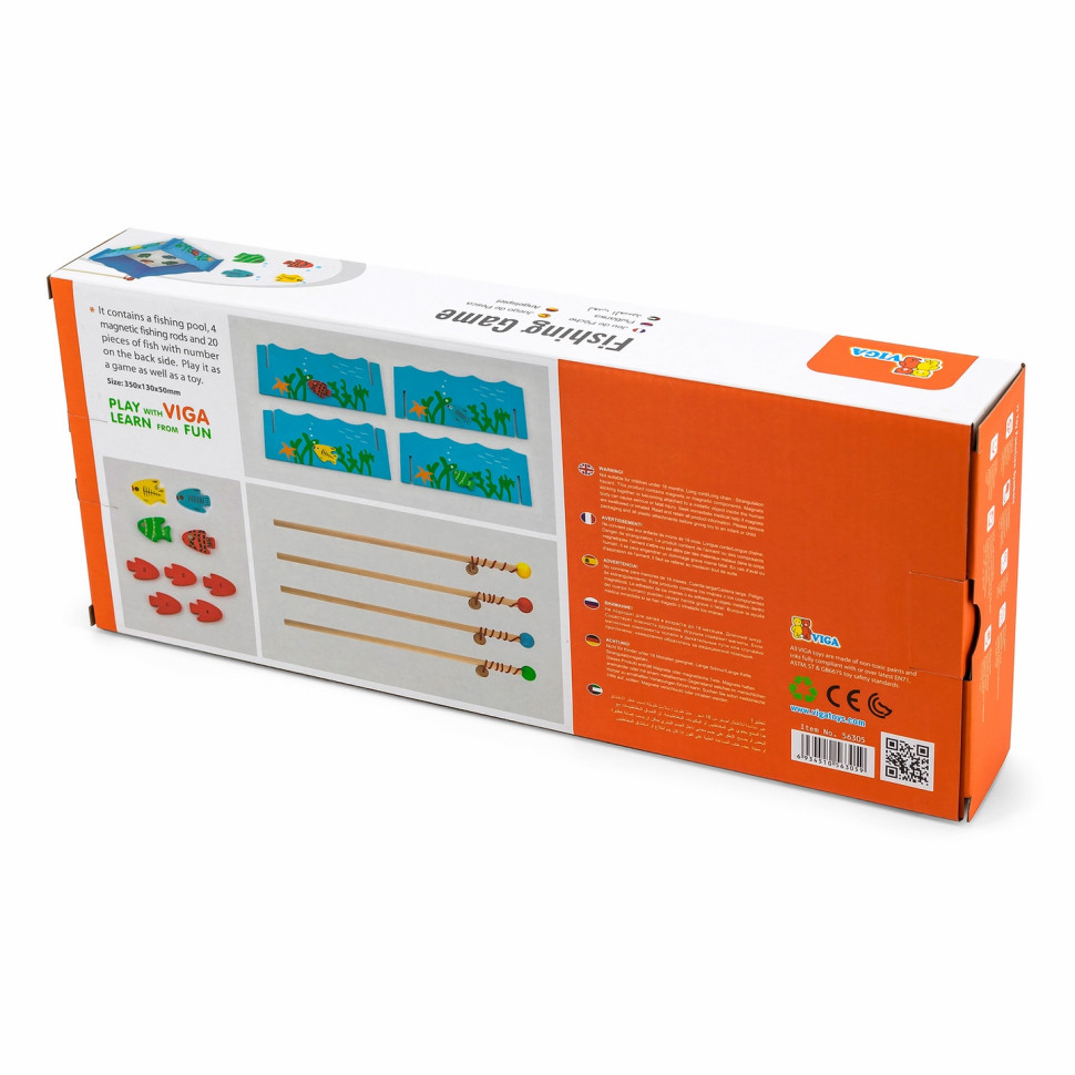 Игровой набор Рыбалка Viga Toys 56305, 4 удочки