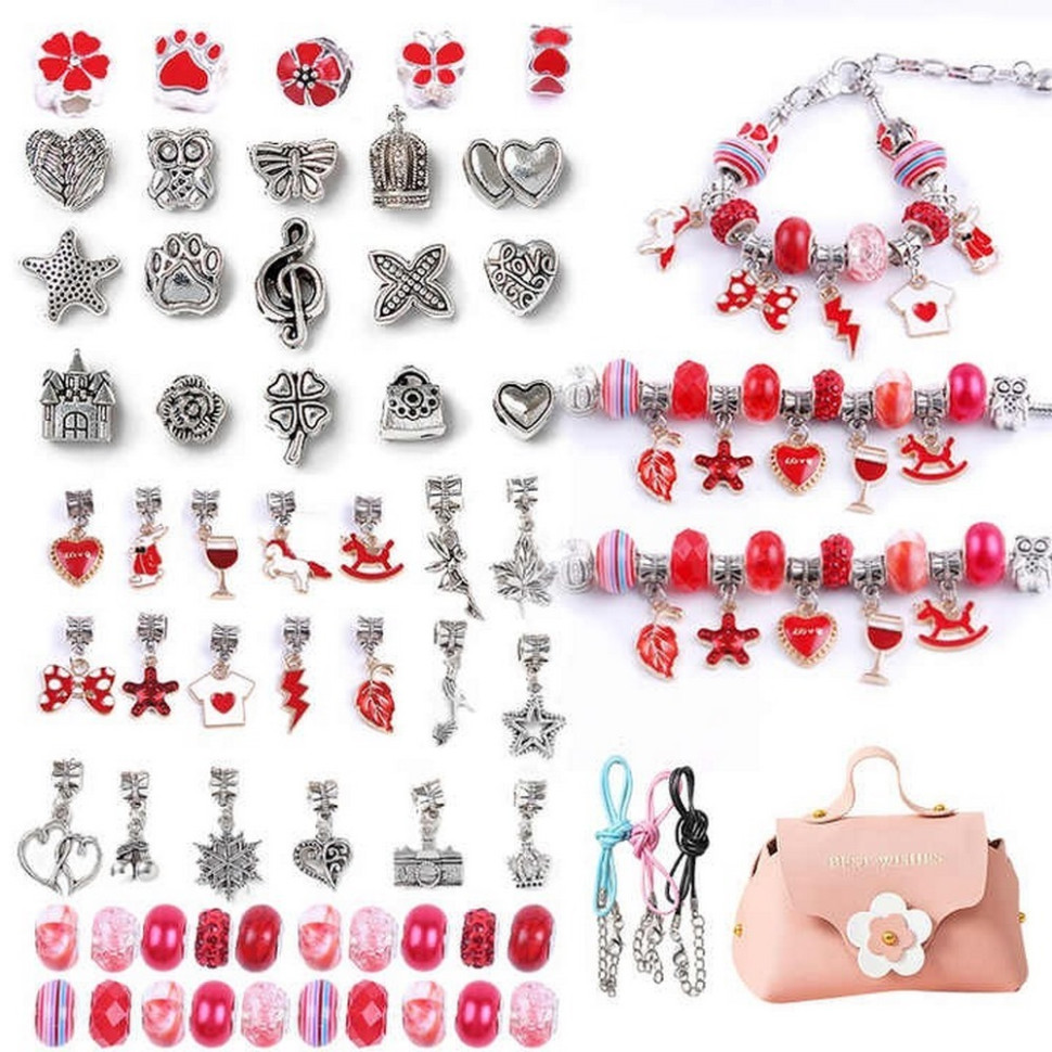 Набор для создания браслетов и подвесок Bambi B4343(Red) с шармами