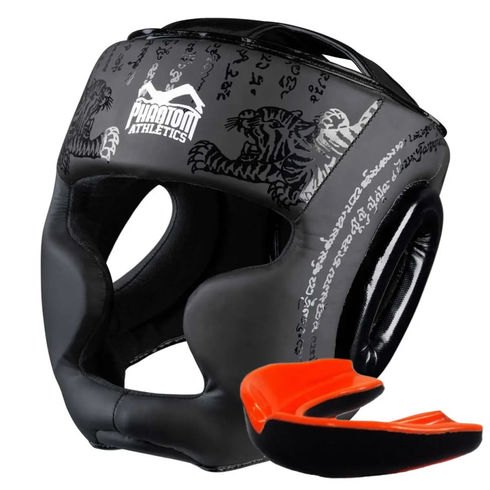 Боксерский шлем Apex Muay Thai Full Face Phantom PHHG2504 Black (капа в подарок)