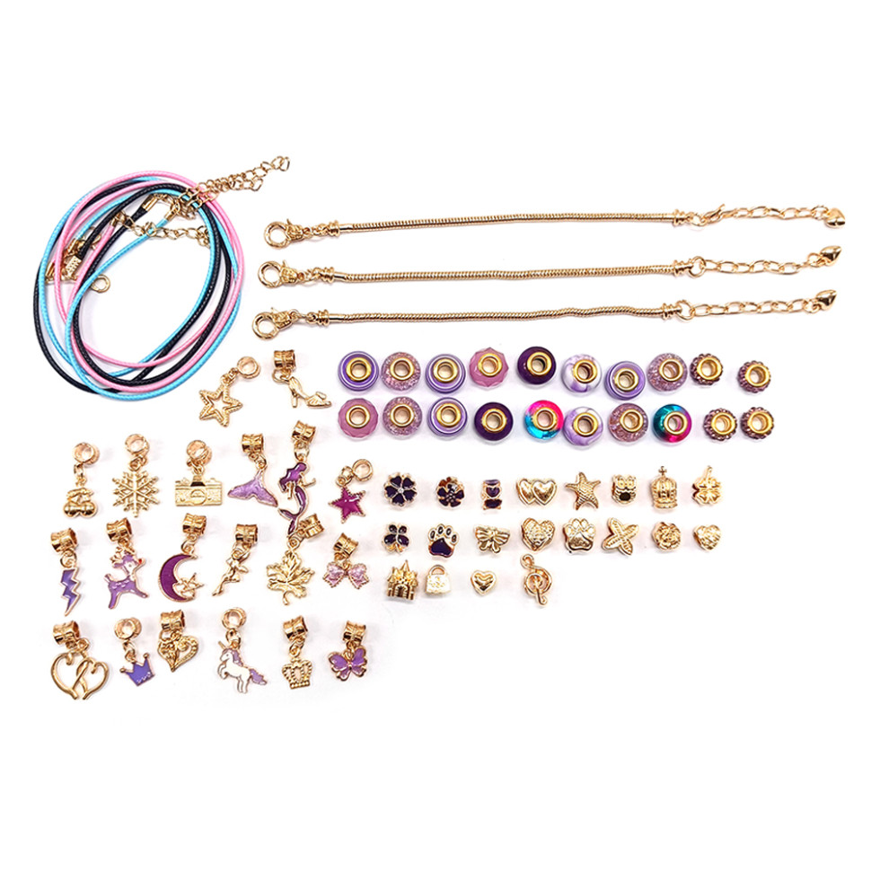 Набор для создания браслетов Pandora Bambi THE BEST GOLD(Violet) с подвесками