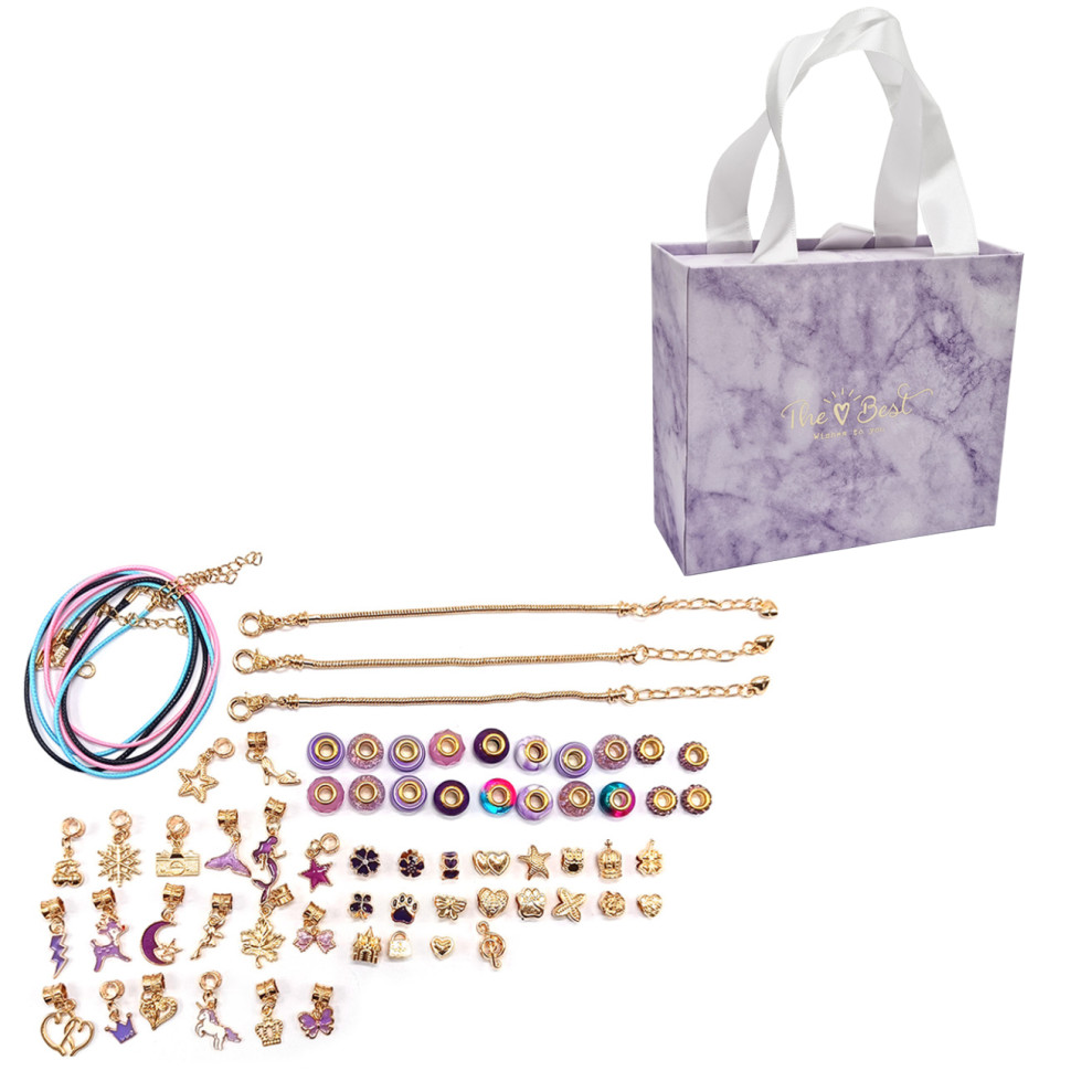 Набор для создания браслетов Pandora Bambi THE BEST GOLD(Violet) с подвесками