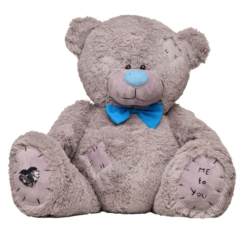 Ведмедик плюшевий Me To You Yarokuz YK0105 сірий з латками 100 см