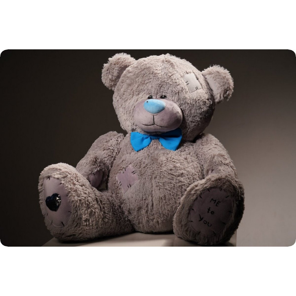 Ведмедик плюшевий Me To You Yarokuz YK0105 сірий з латками 100 см