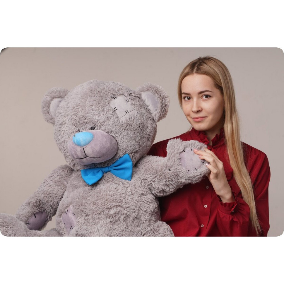 Ведмедик плюшевий Me To You Yarokuz YK0105 сірий з латками 100 см